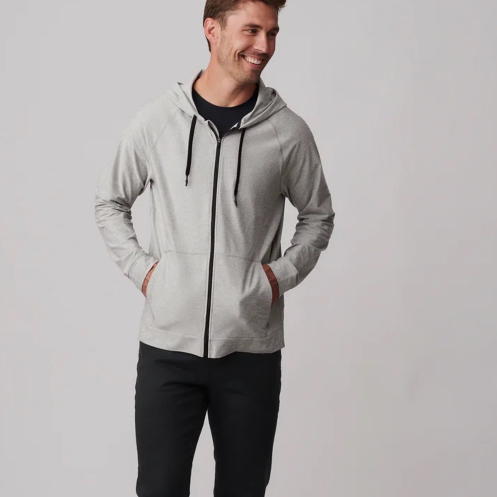 Rhone Spar Zip Front Hoodie in Light Gray